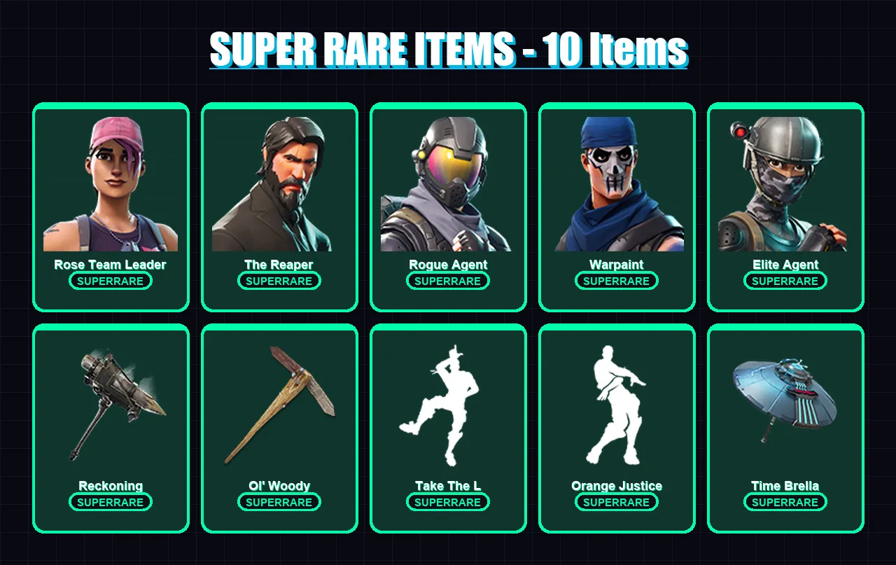 [PS4/PS5/PC] | Rose Team Leader | The Reaper | Rogue Agent | Warpaint | Elite Agent | 72 skin | 72 pickaxe | 89 emote | 77 glider | Lv1359