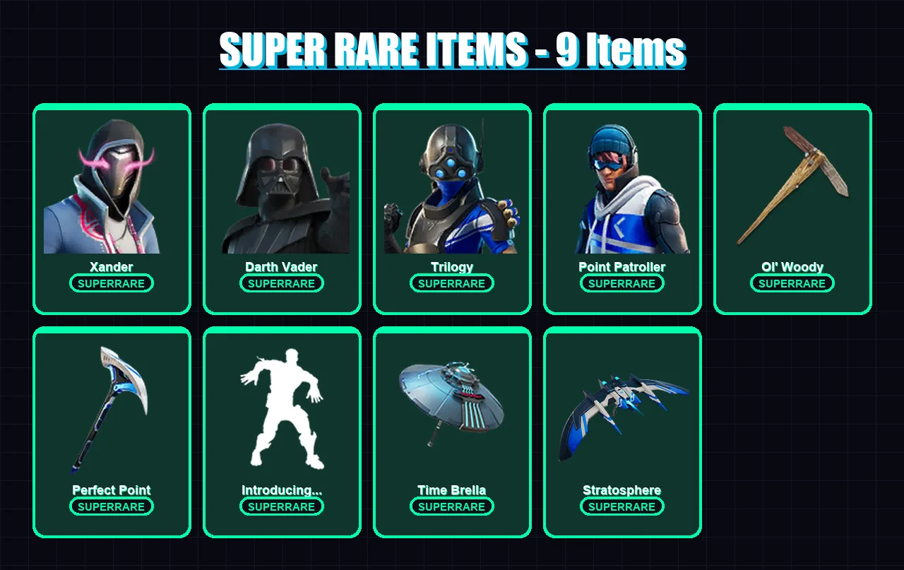 [PC/XBOX] | Xander | Darth Vader | Trilogy | Point Patroller | Mandalorian | 177 skin | 208 pickaxe | 186 emote | 188 glider | Lv2811