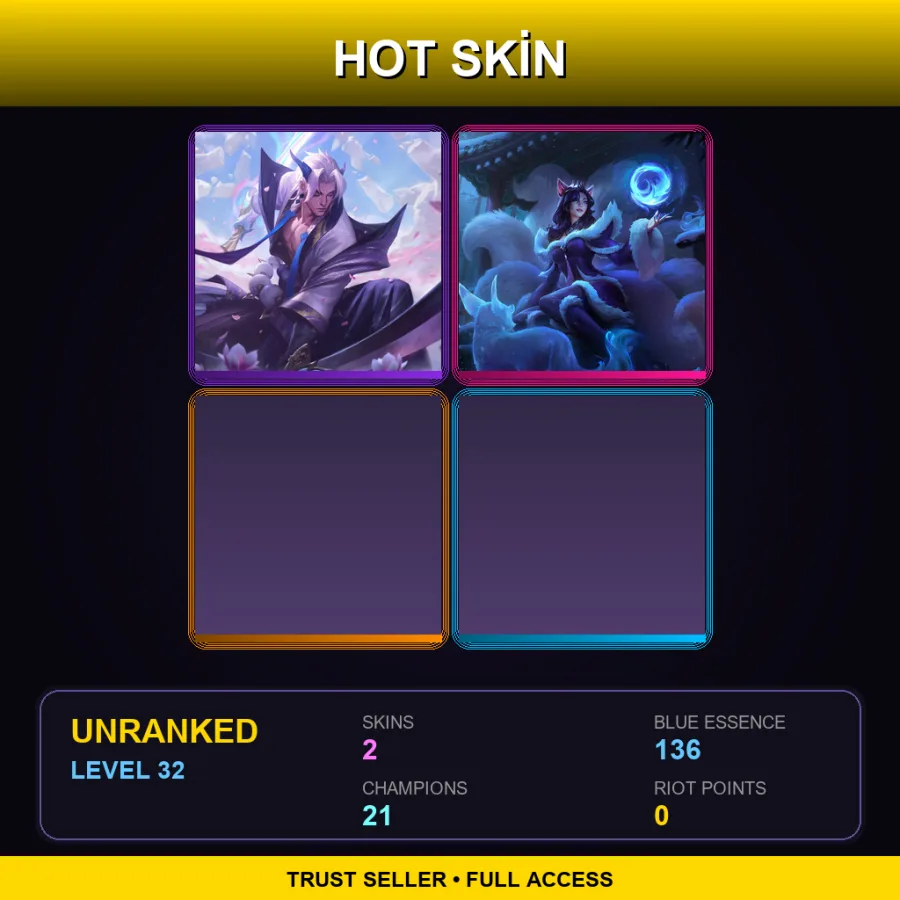 EUW | Lv32 | Unranked | 2 Skin | 21 Champ — LoL account