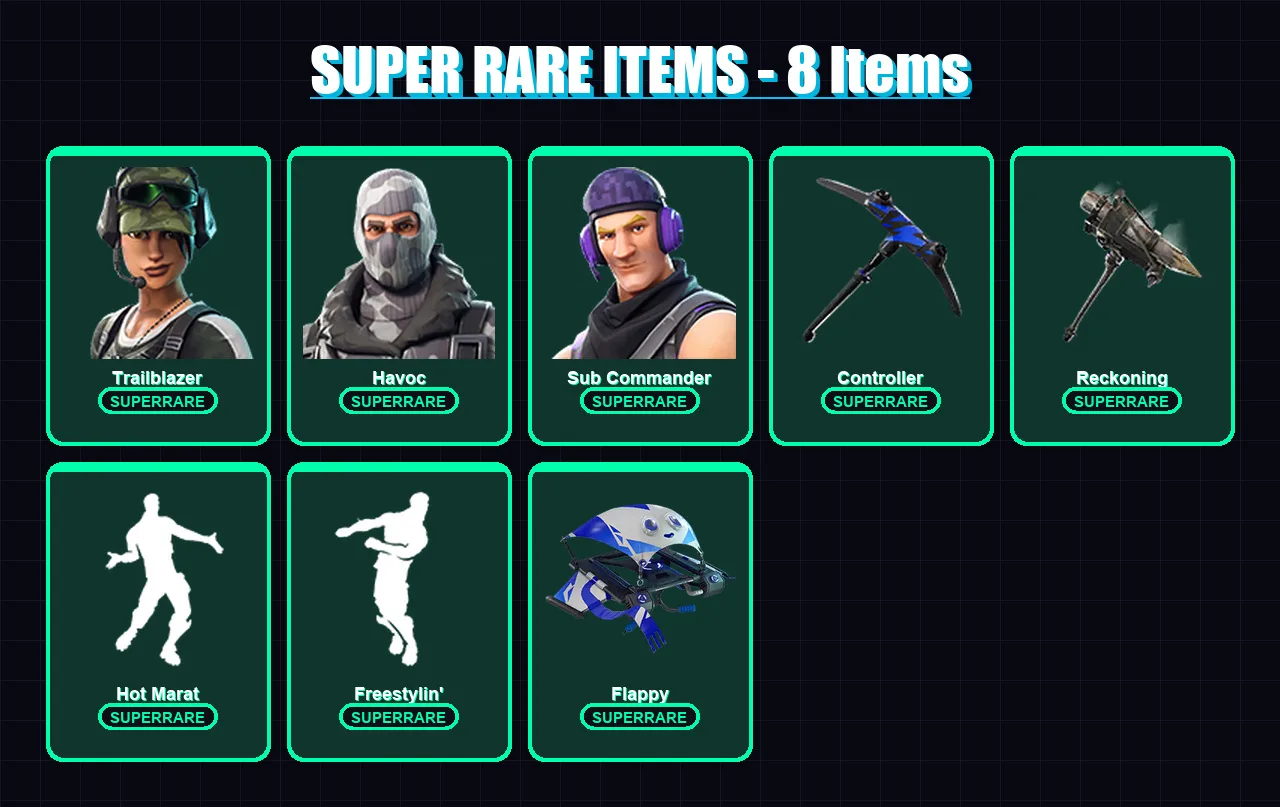 [PS4/PS5/XBOX/PC] | Trailblazer | Havoc | Sub Commander | Blackheart | The Ice King | 102 skin | 134 pickaxe | 92 emote | 110 glider | Lv1272