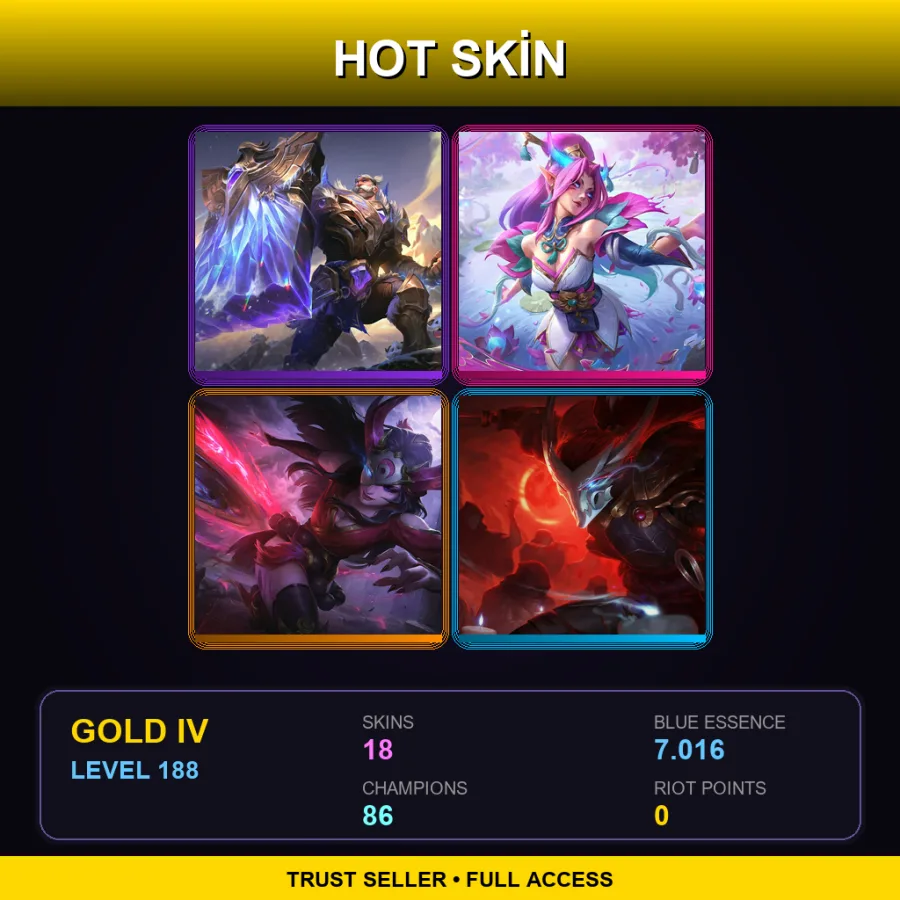 BR | Lv188 | Gold IV | 18 Skin | 86 Champ