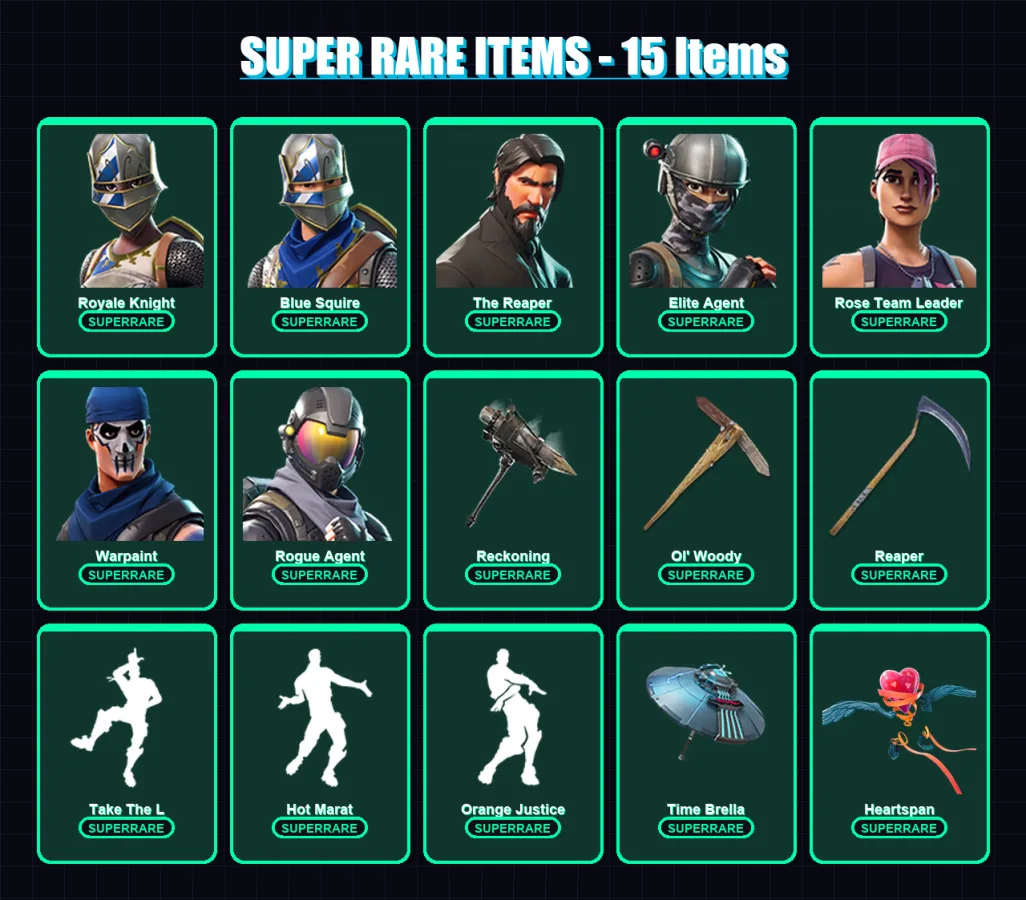 [PC/XBOX/PSN] | Royale Knight | Blue Squire | The Reaper | Renegade Raider | Elite Agent | 234 skin | 196 pickaxe | 150 emote | 163 glider | Lv2132