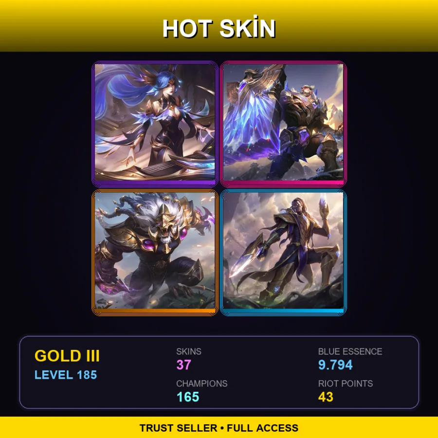 LAS | Victorious Sona | Victorious Braum | Victorious Rengar | Victorious Lucian | 37 Skin | 165 Champ | Gold III | Lv185