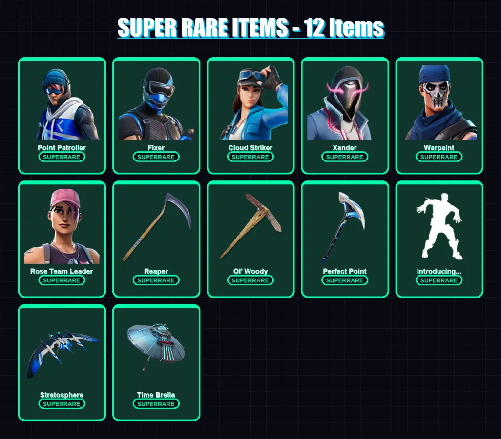 [PC] | Point Patroller | Fixer | Cloud Striker | Xander | Warpaint | 142 skin | 181 pickaxe | 162 emote | 156 glider | Lv2481