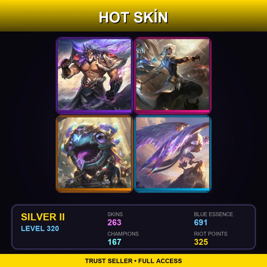 EUNE | Lv320 | Silver II | 263 Skin | 167 Champ