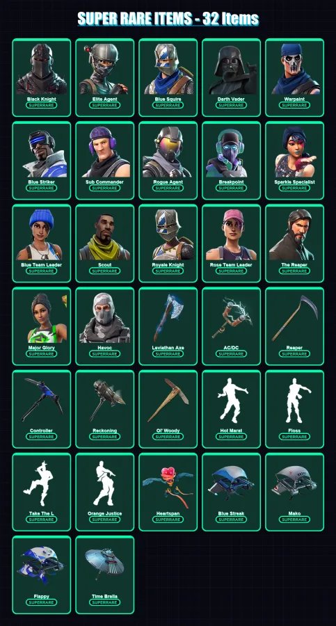 [PS4/PS5/XBOX/PC] | Black Knight | Elite Agent | Blue Squire | Darth Vader | Warpaint | 546 skin | 503 pickaxe | 477 emote | 313 glider | Lv6279 — Fortnite account
