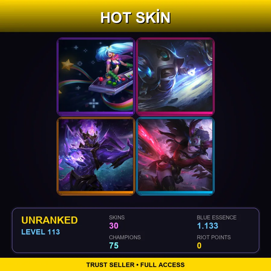 EUNE | Lv113 | Unranked | 30 Skin | 75 Champ