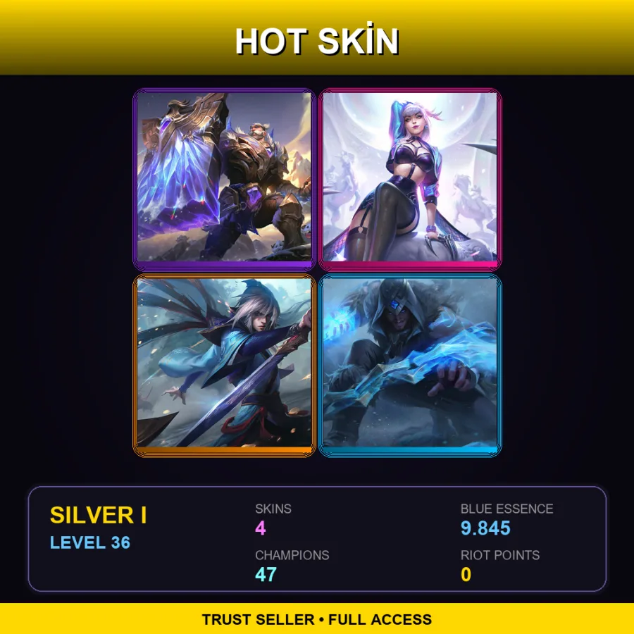 LAN | Lv36 | Silver I | 4 Skin | 47 Champ — LoL account