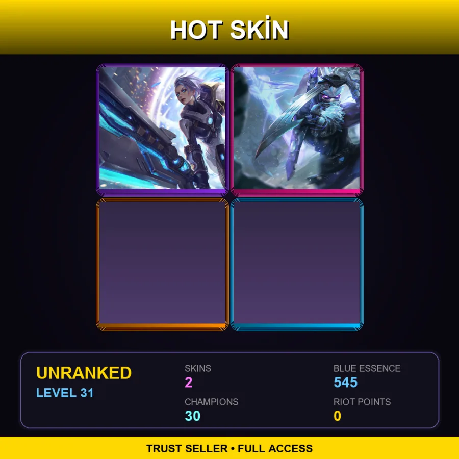 TR | Lv31 | Unranked | 2 Skin | 30 Champ — LoL account