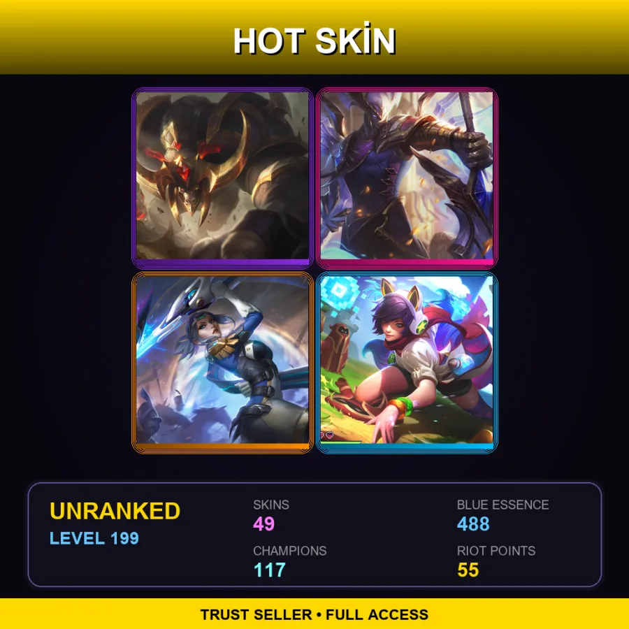 LAN | Lv199 | Unranked | 49 Skin | 117 Champ