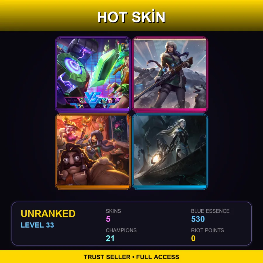 BR | Lv33 | Unranked | 5 Skin | 21 Champ — LoL account
