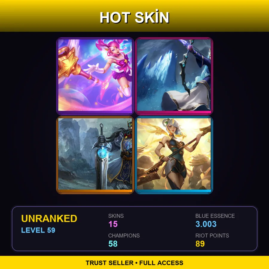 LAN | Lv59 | Unranked | 15 Skin | 58 Champ