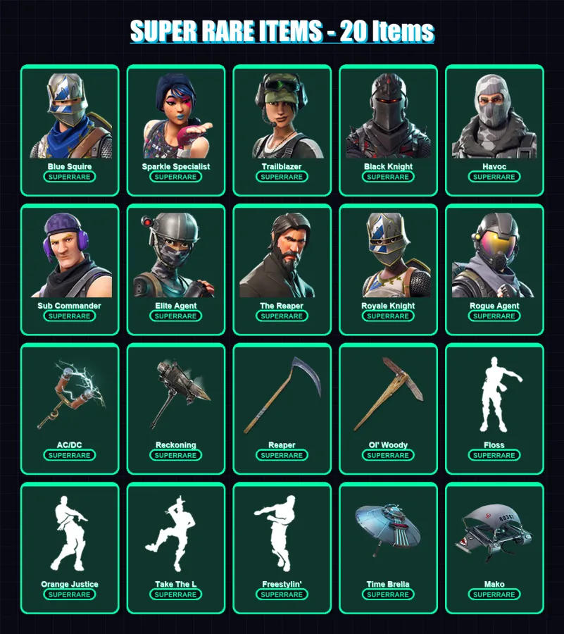 [PC/XBOX/PSN] | Blue Squire | Sparkle Specialist | Trailblazer | Black Knight | Havoc | 102 skin | 86 pickaxe | 102 emote | 80 glider | Lv967