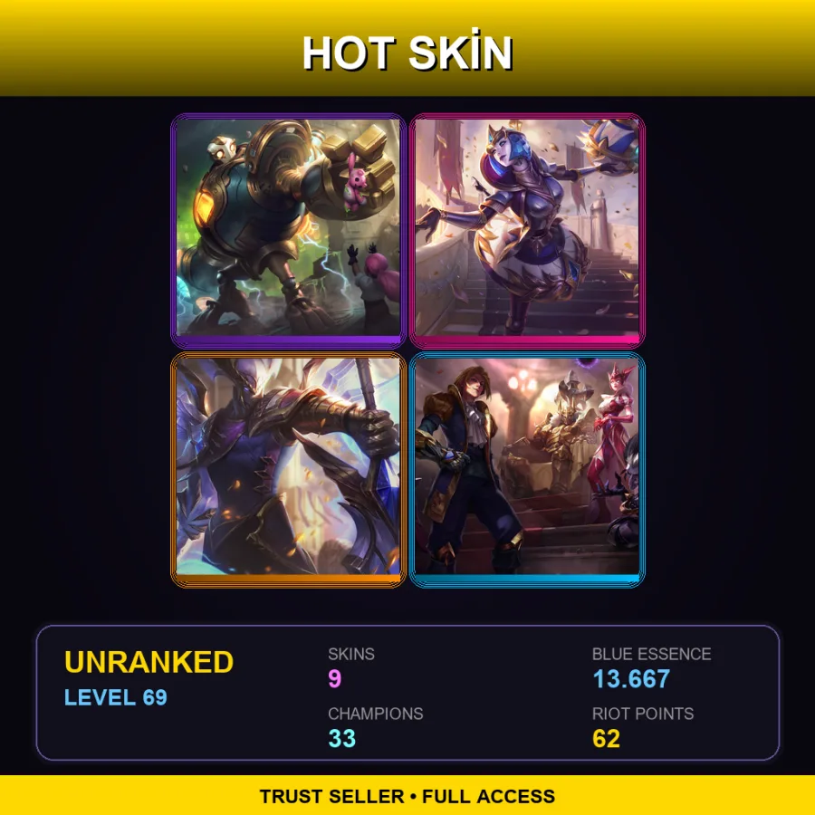 BR | Lv69 | Unranked | 9 Skin | 33 Champ — LoL account