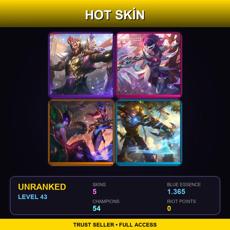 BR | Lv43 | Unranked | 5 Skin | 54 Champ — LoL account