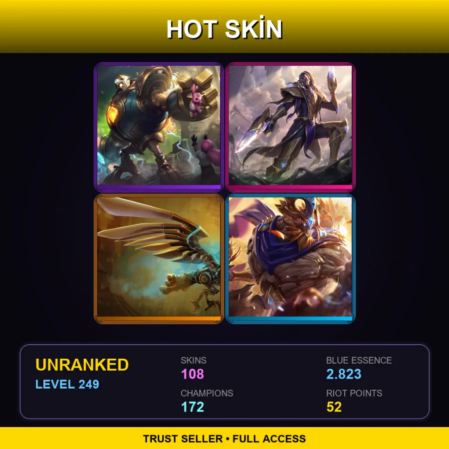 TR | Lv249 | Unranked | 108 Skin | 172 Champ