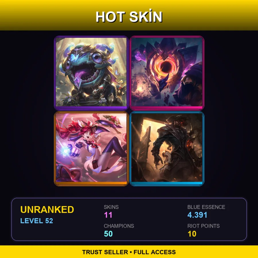 TR | Lv52 | Unranked | 11 Skin | 50 Champ