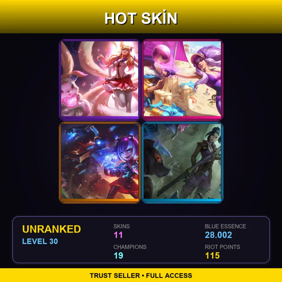 EUW | Lv30 | Unranked | 11 Skin | 19 Champ