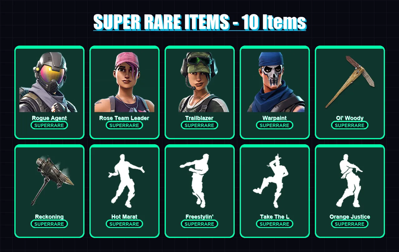 [PC/XBOX/PSN] | Rogue Agent | Rose Team Leader | Trailblazer | Warpaint | Blackheart | 50 skin | 48 pickaxe | 60 emote | 46 glider | Lv623