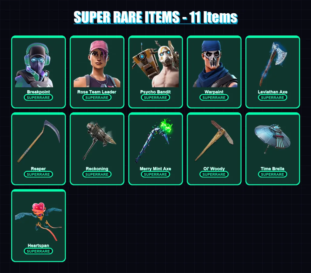 [PC/PSN] | Breakpoint | Rose Team Leader | Psycho Bandit | Warpaint | The Scientist | 220 skin | 246 pickaxe | 229 emote | 195 glider | Lv2870
