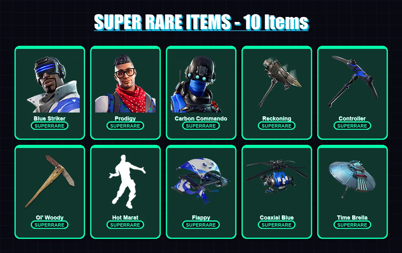 [PC/XBOX] | Blue Striker | Prodigy | Carbon Commando | Nezumi | Malik | 185 skin | 178 pickaxe | 137 emote | 179 glider | Lv2401