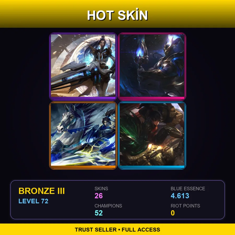 LAN | Lv72 | Bronze III | 26 Skin | 52 Champ — LoL account