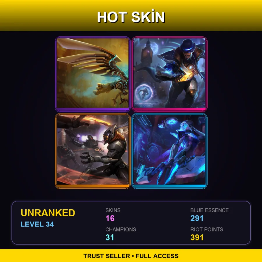 EUW | Lv34 | Unranked | 16 Skin | 31 Champ