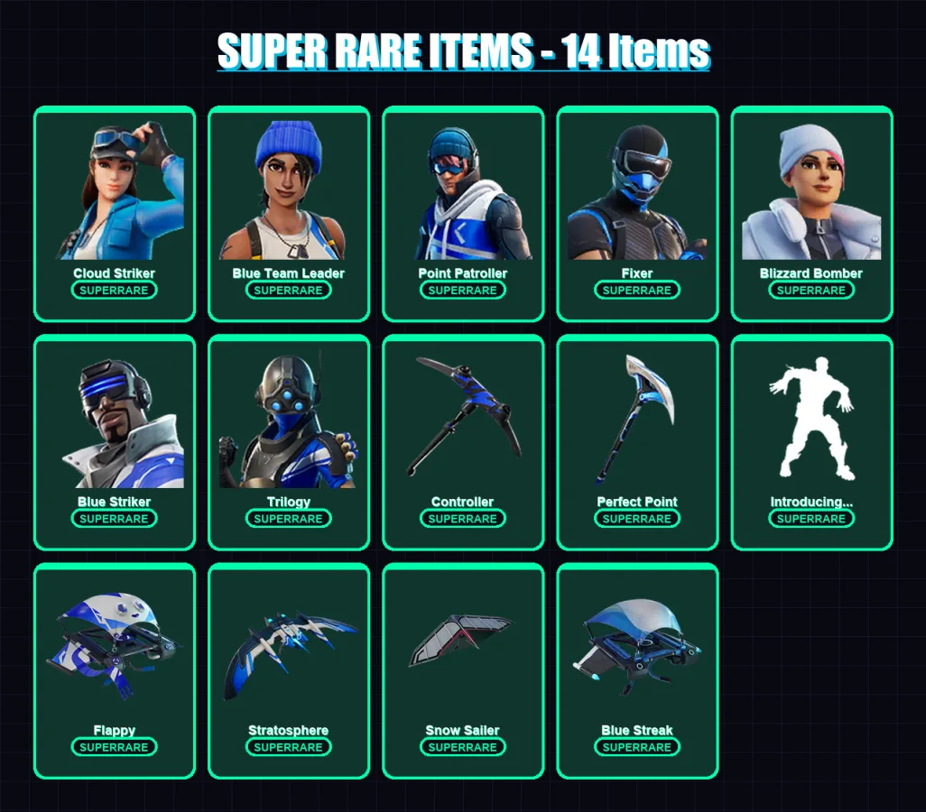 [PC/XBOX/PSN] | Cloud Striker | Blue Team Leader | Point Patroller | 141 skin | Lv2055 — Fortnite account