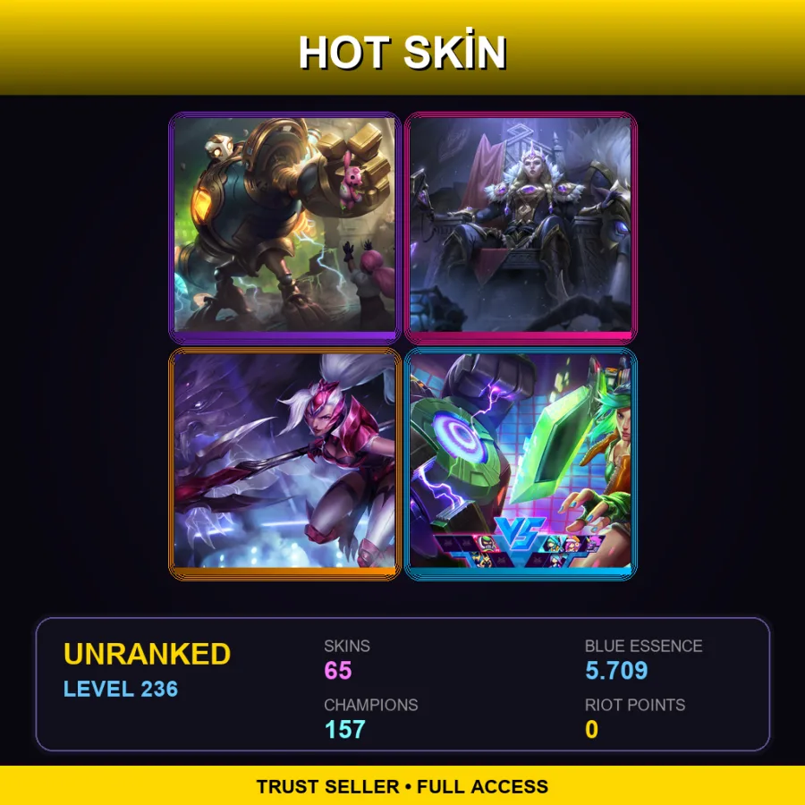 VN | Lv236 | Unranked | 65 Skin | 157 Champ