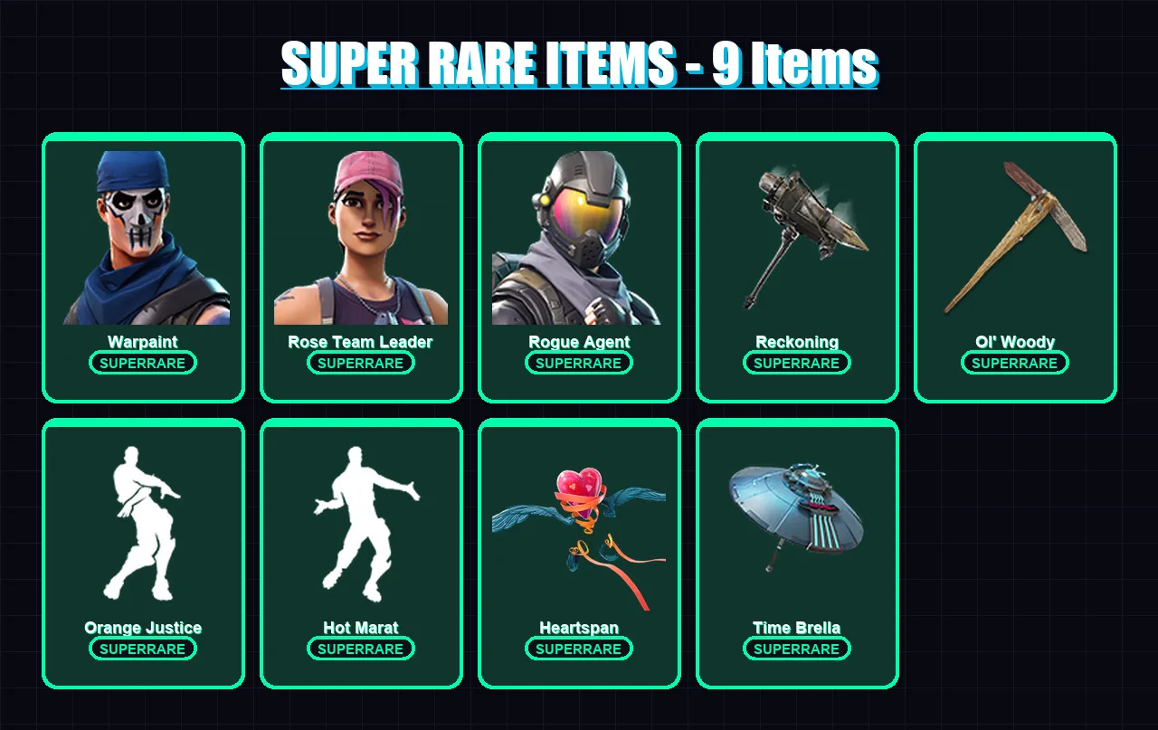 [PC/PSN] | Warpaint | Rose Team Leader | Rogue Agent | Ruin | Drift | 78 skin | 71 pickaxe | 95 emote | 80 glider | Lv1025