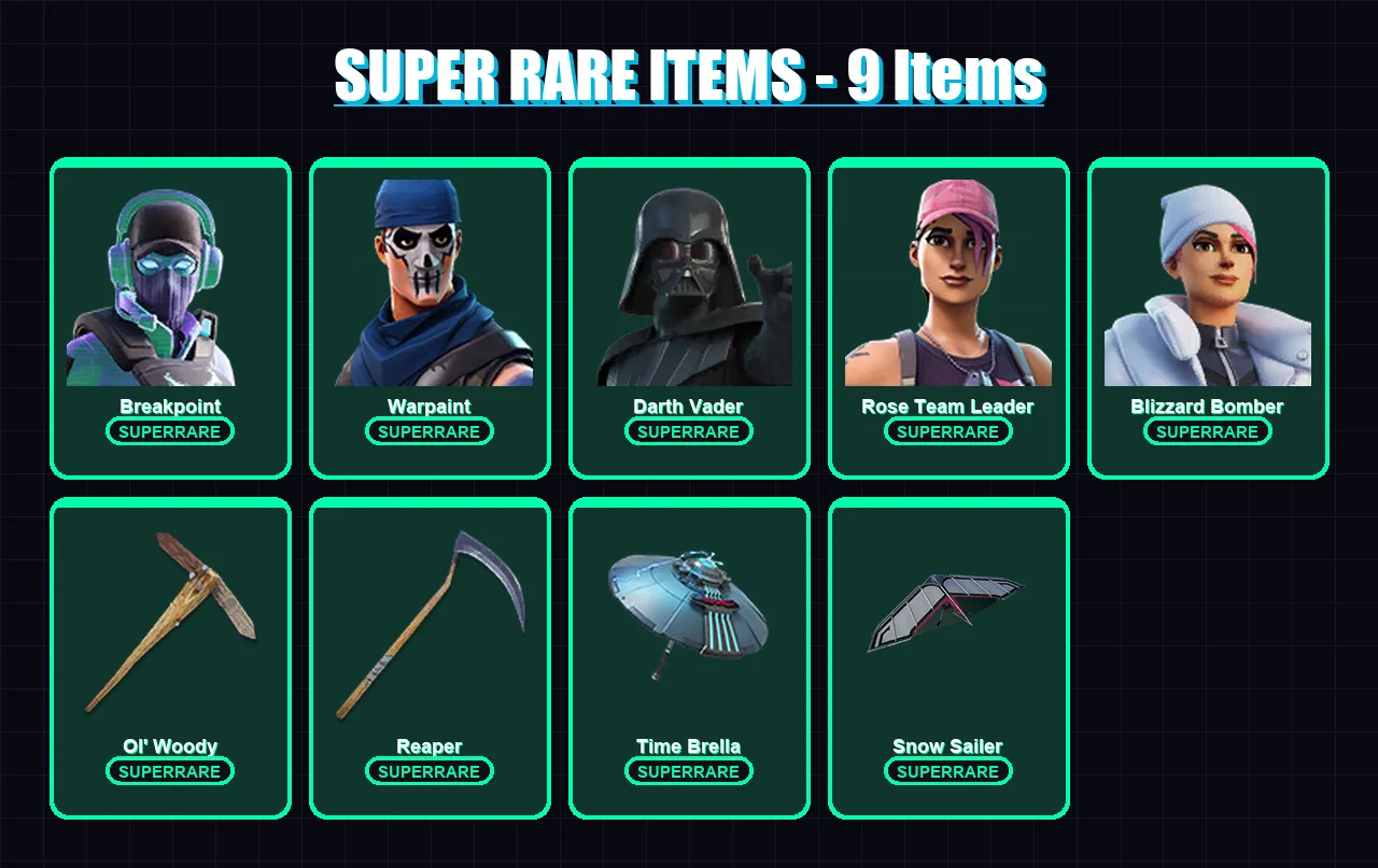 [PC/XBOX] | Breakpoint | Warpaint | Darth Vader | Rose Team Leader | Blizzard Bomber | 351 skin | 385 pickaxe | 273 emote | 262 glider | Lv4402