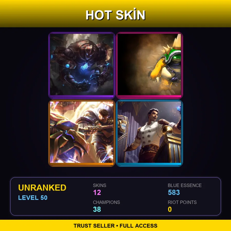 VN | Lv50 | Unranked | 12 Skin | 38 Champ