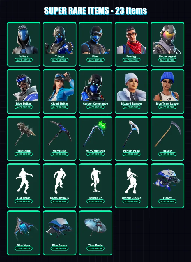 [PS4/PS5/XBOX/PC] | Sultura | Trilogy | Fixer | Prodigy | Rogue Agent | 192 skin | 188 pickaxe | 175 emote | 171 glider | Lv2824