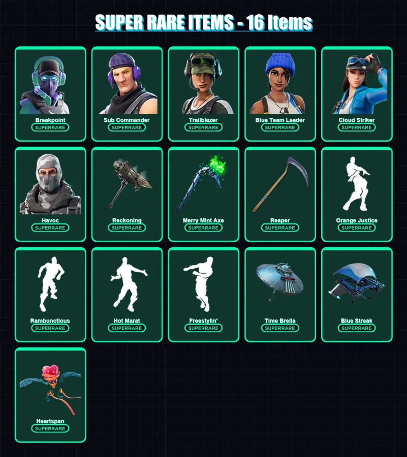 [PC/XBOX] | Breakpoint | Sub Commander | Trailblazer | Blue Team Leader | Cloud Striker | 133 skin | 105 pickaxe | 107 emote | 98 glider | Lv1728