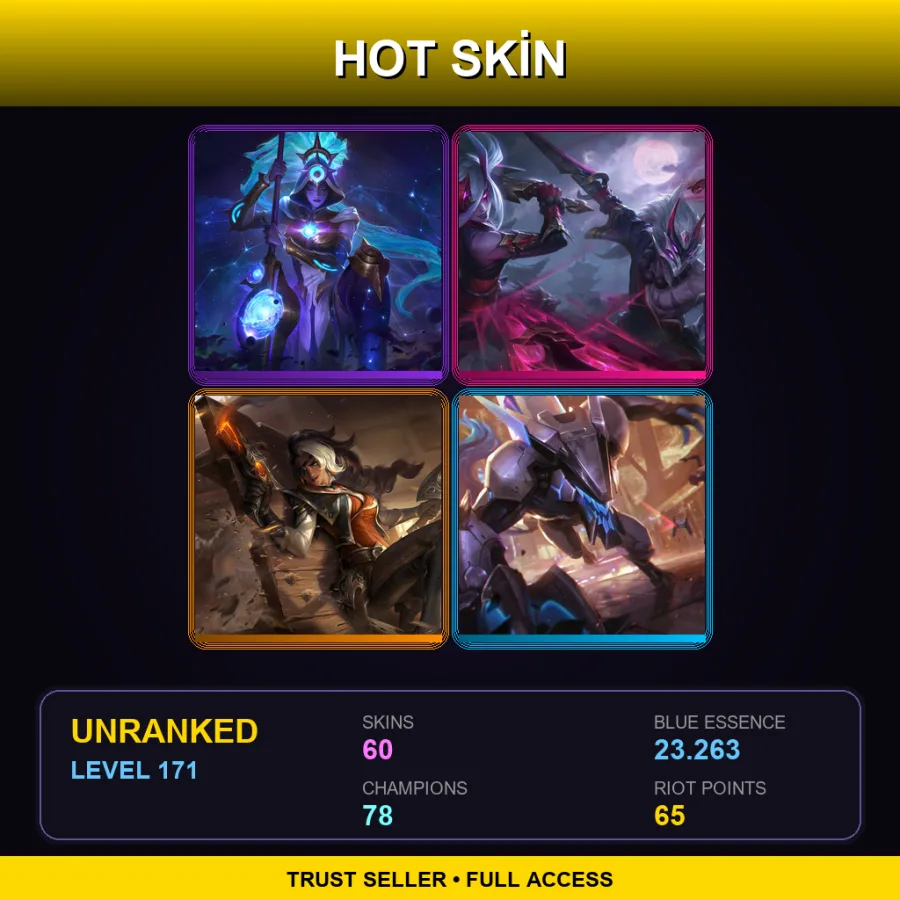 LAS | Lv171 | Unranked | 60 Skin | 78 Champ — LoL account