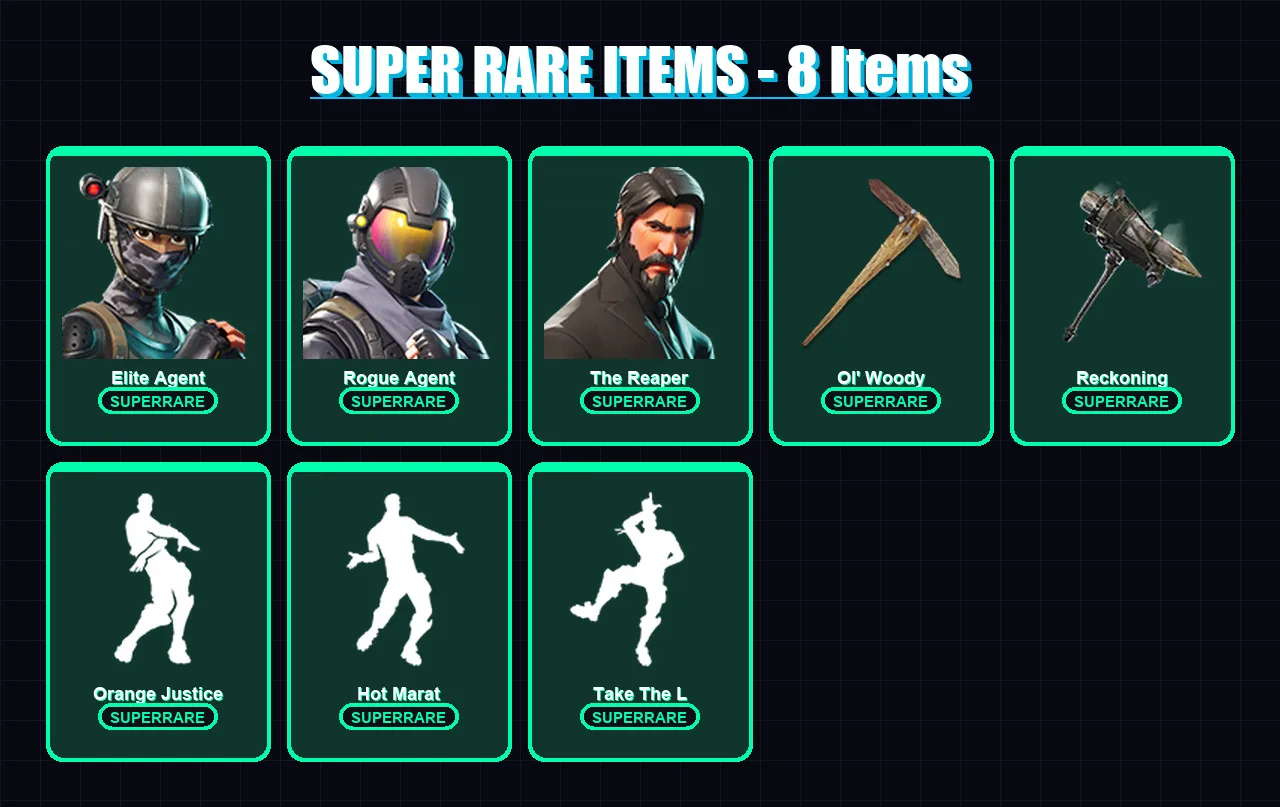 [PC/PSN] | Elite Agent | Rogue Agent | The Reaper | Zenith | Calamity | 26 skin | 23 pickaxe | 36 emote | 31 glider | Lv492