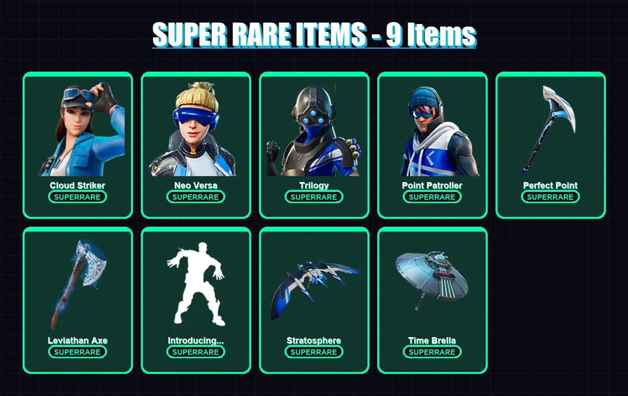 [PC/XBOX] | Cloud Striker | Neo Versa | Trilogy | Point Patroller | Gear Specialist Maya | 58 skin | 69 pickaxe | 47 emote | 69 glider | Lv1145