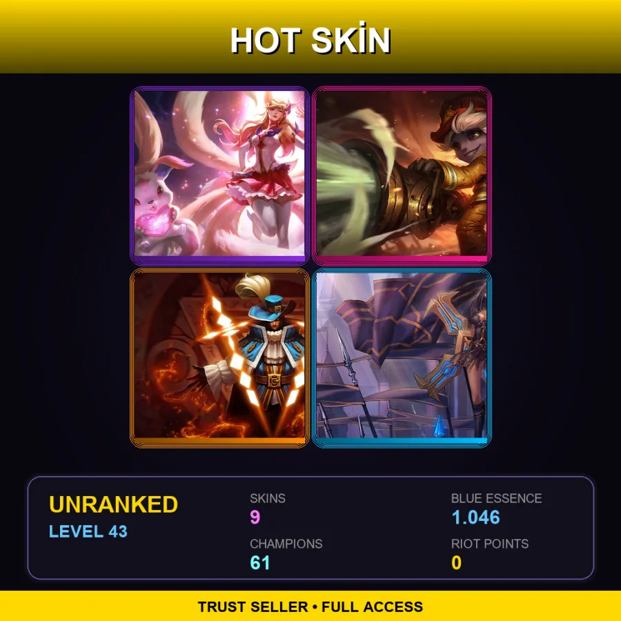 VN | Lv43 | Unranked | 9 Skin | 61 Champ — LoL account