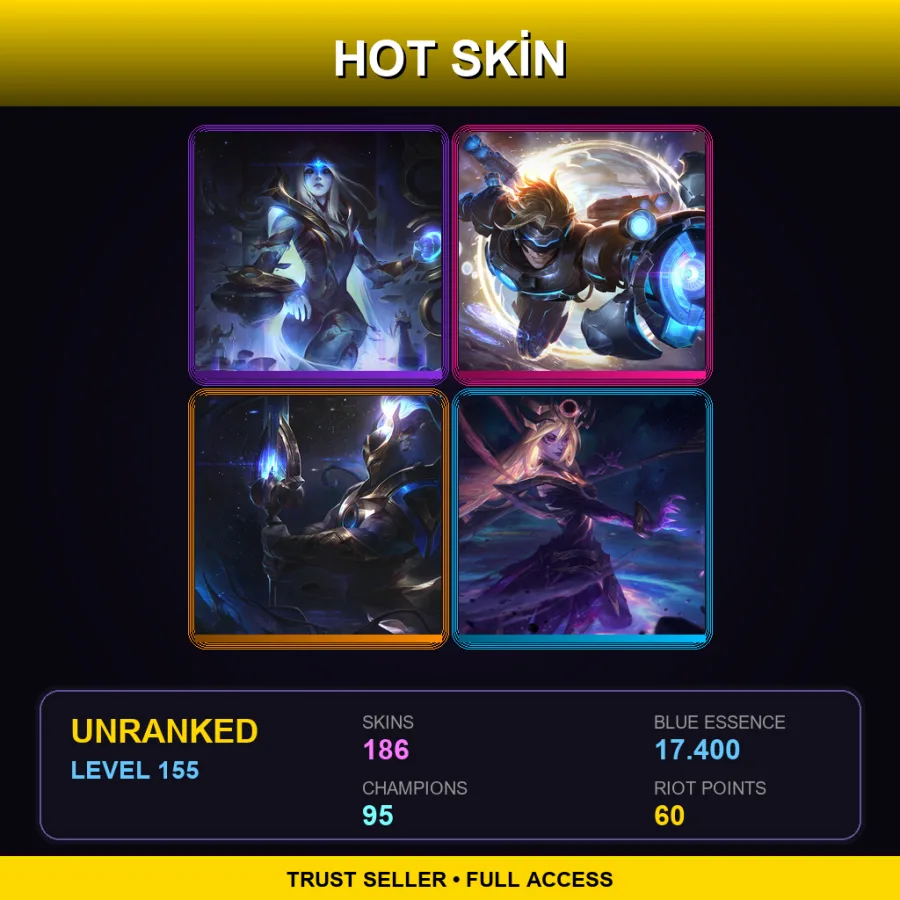 EUW | Lv155 | Unranked | 186 Skin | 95 Champ