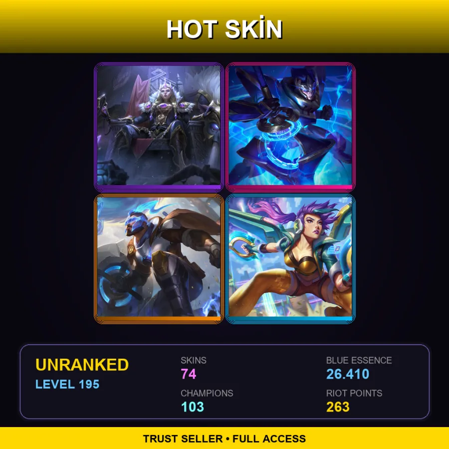 NA | Lv195 | Unranked | 74 Skin | 103 Champ