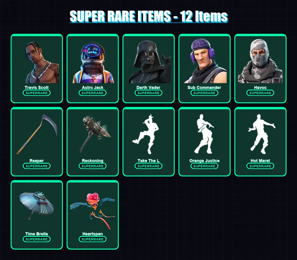 [PC/XBOX] | Travis Scott | Astro Jack | Darth Vader | Sub Commander | Havoc | 123 skin | 110 pickaxe | 108 emote | 117 glider | Lv1538 — Fortnite account