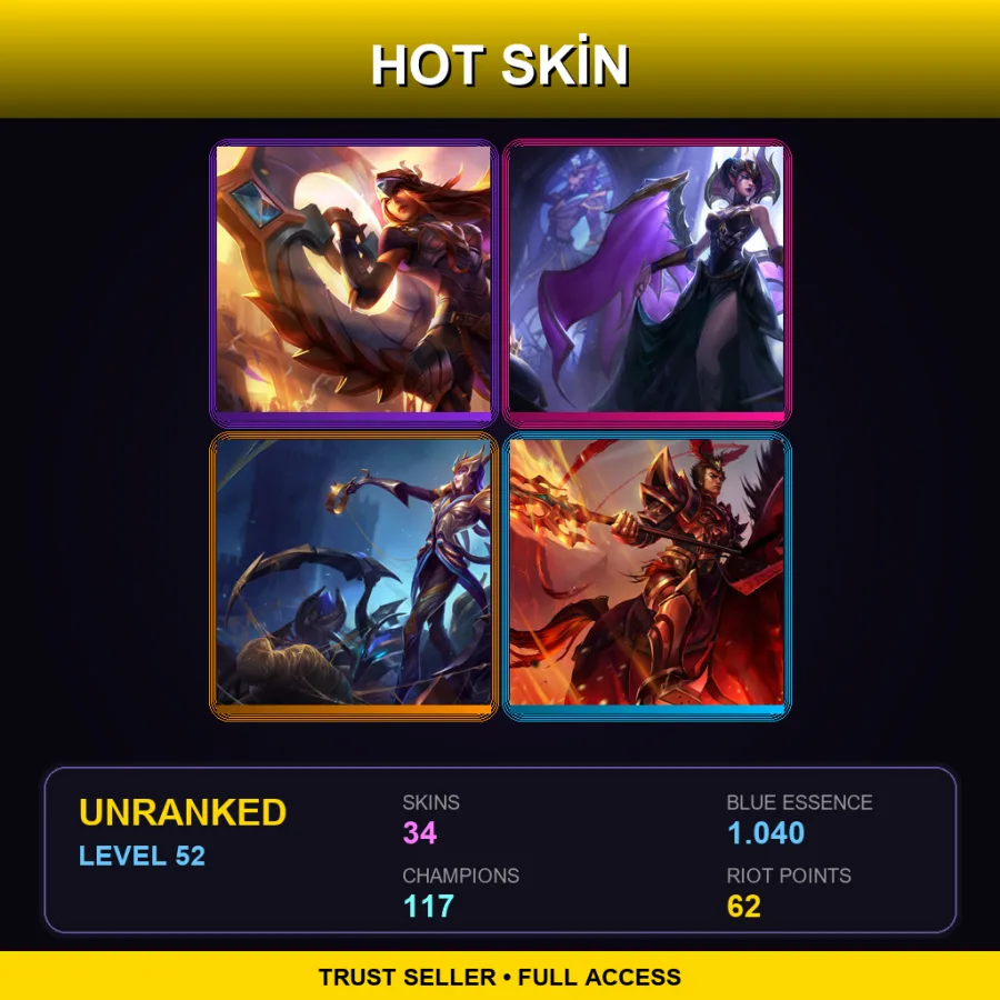TR | Lv52 | Unranked | 34 Skin | 117 Champ