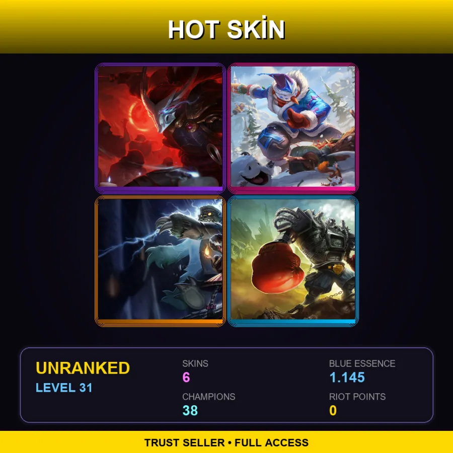 RU | Lv31 | Unranked | 6 Skin | 38 Champ