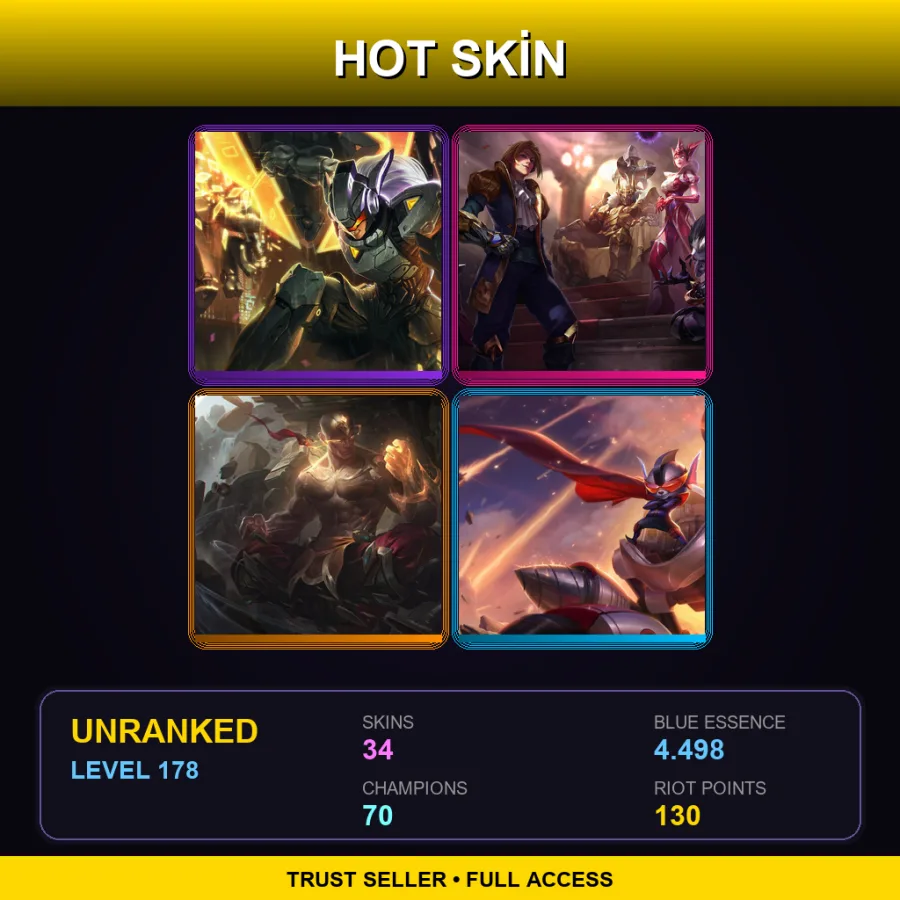 NA | Lv178 | Unranked | 34 Skin | 70 Champ — Warden Nautilus