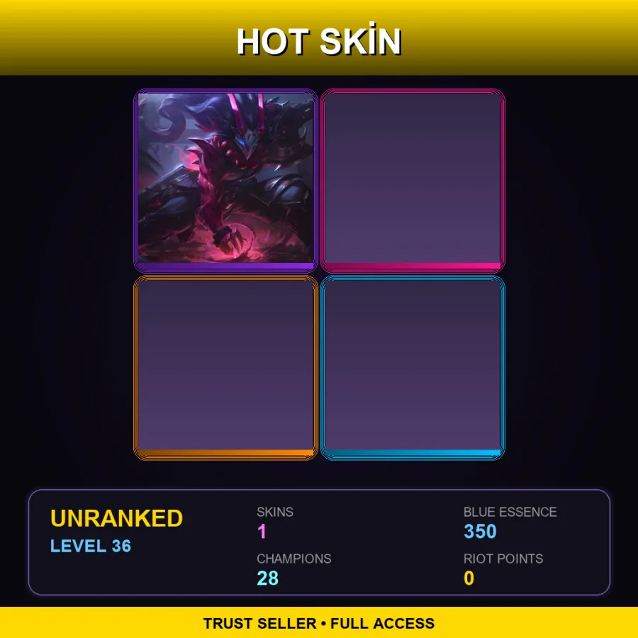 EUW | Blood Moon Tryndamere | 1 Skin | 28 Champ | Lv36