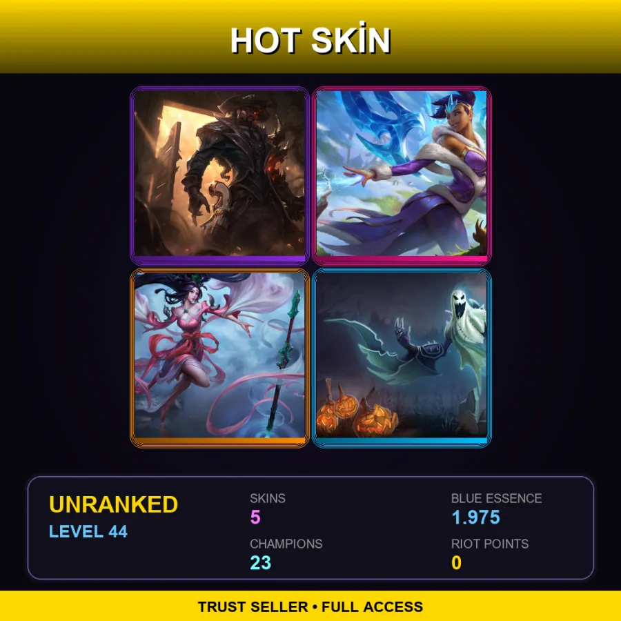 TR | High Noon Lucian | Winter Wonder Karma | Sacred Sword Janna | Haunting Nocturne | 5 Skin | 23 Champ | Lv44