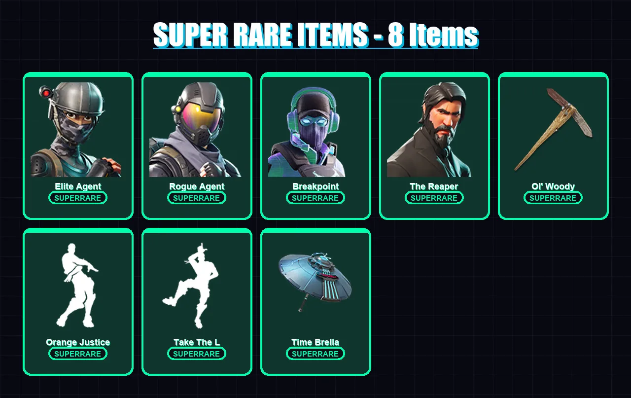 [PC/XBOX/PSN] | Elite Agent | Rogue Agent | Breakpoint | The Reaper | Zenith | 78 skin | 93 pickaxe | 106 emote | 78 glider | Lv1185