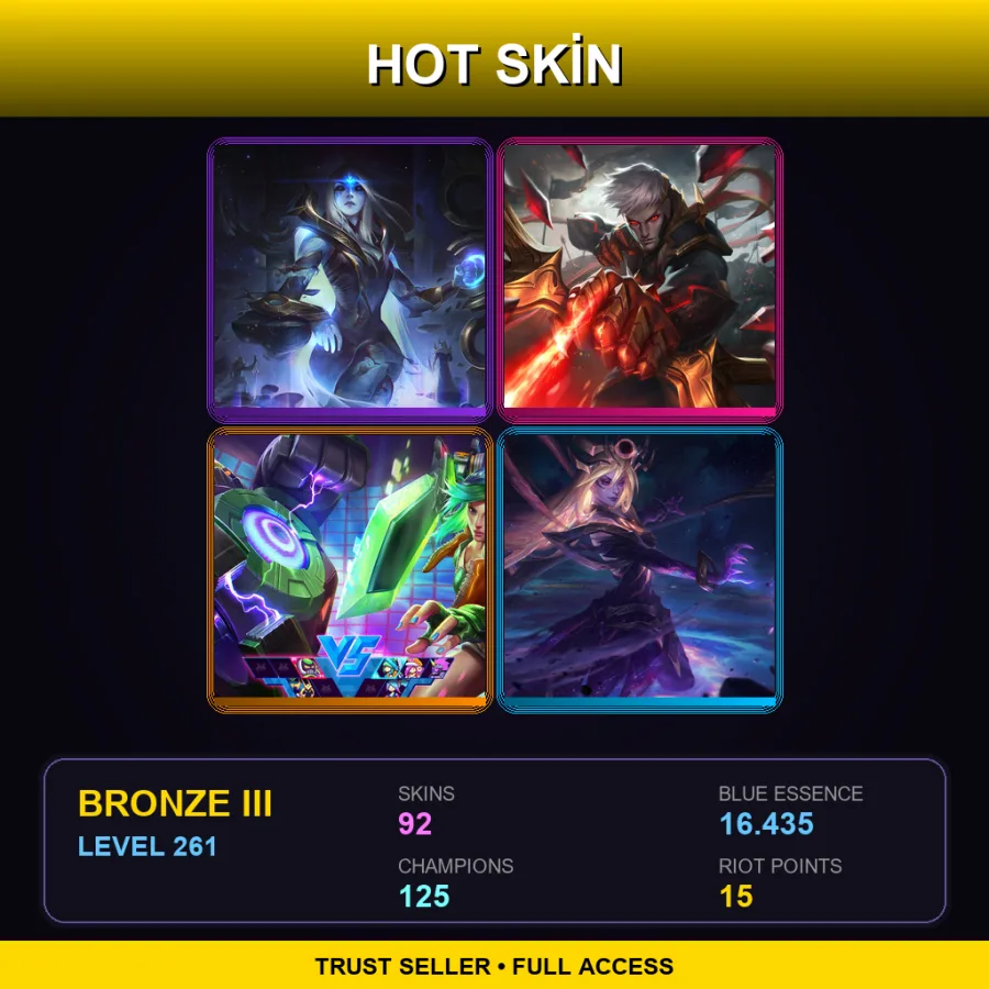 EUW | Lv261 | Bronze III | 92 Skin | 125 Champ