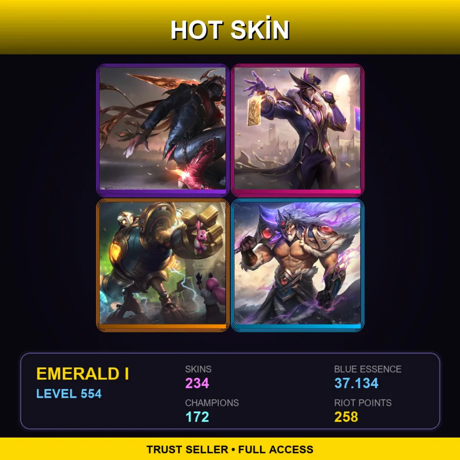 EUNE | Lv554 | Emerald I | 234 Skin | 172 Champ