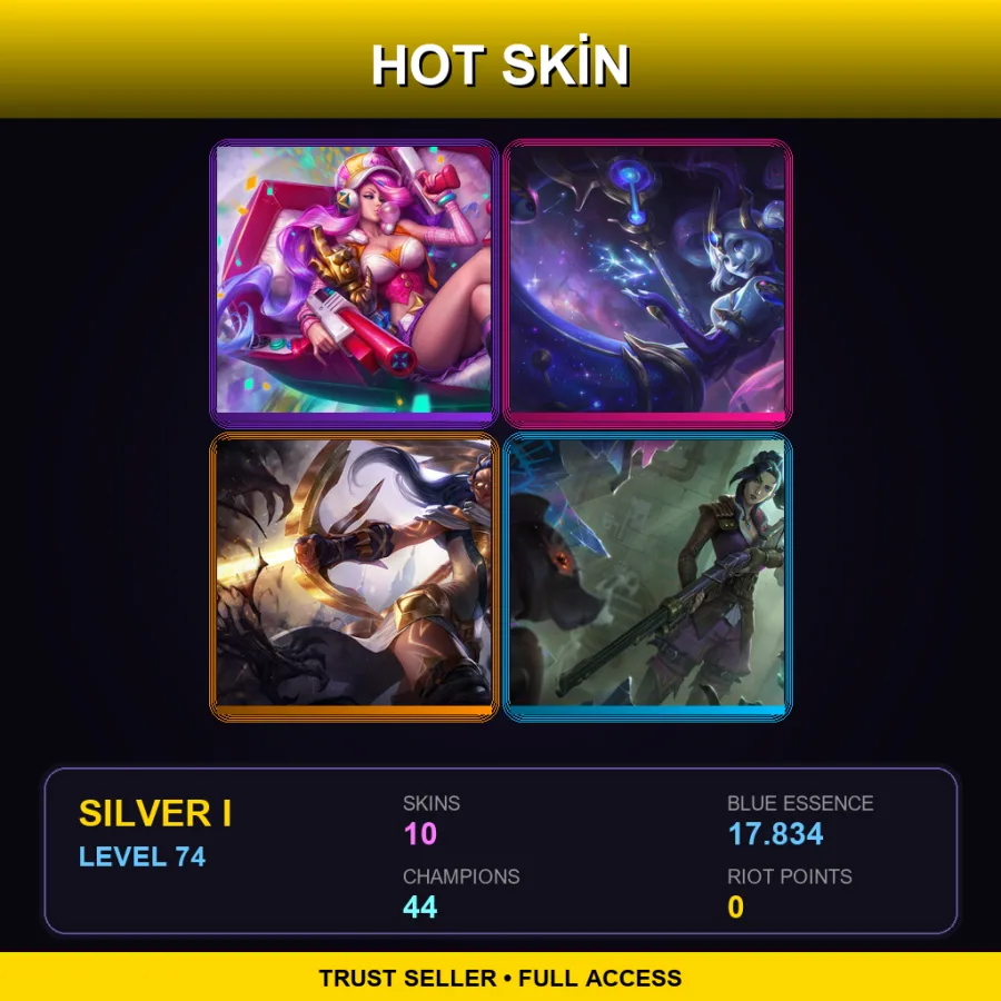 EUNE | Lv74 | Silver I | 10 Skin | 44 Champ